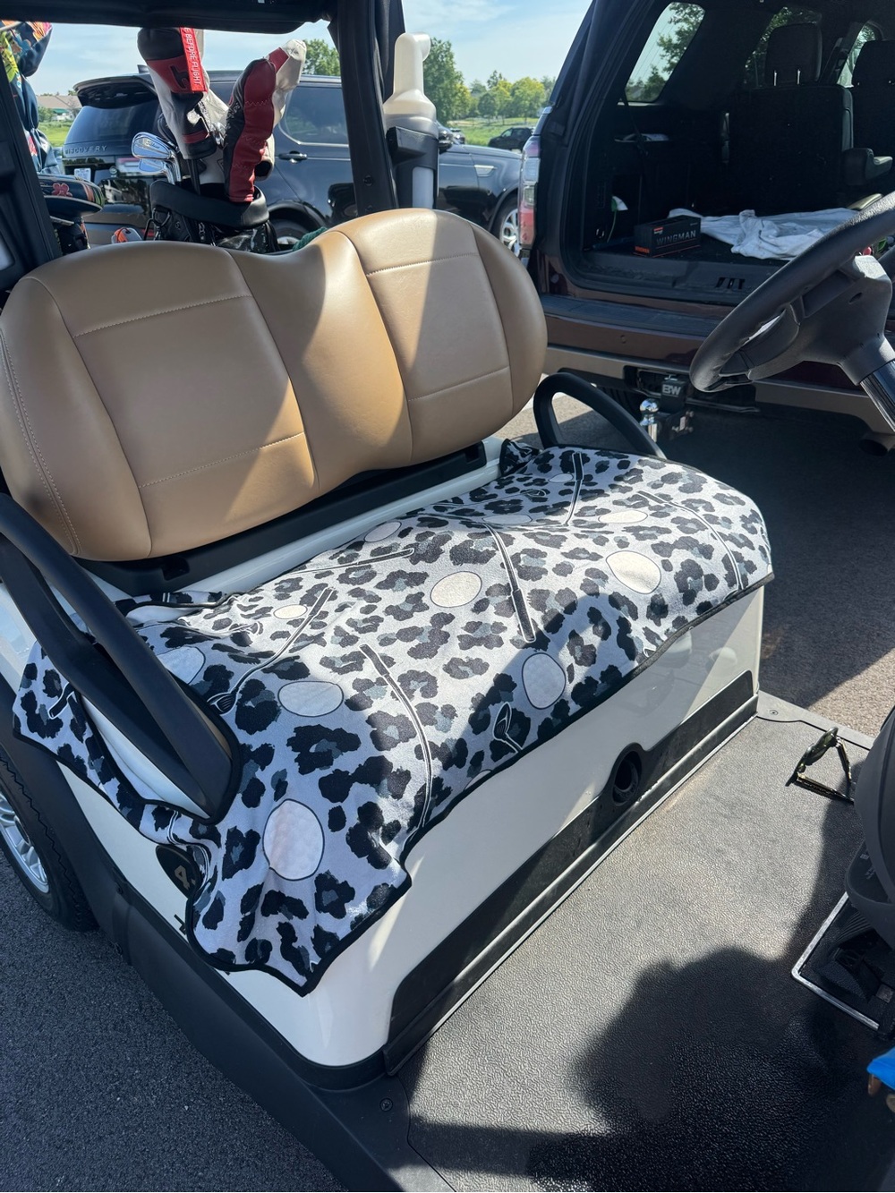 Leopard Print Seat Cover for Two-Seater Golf Cart